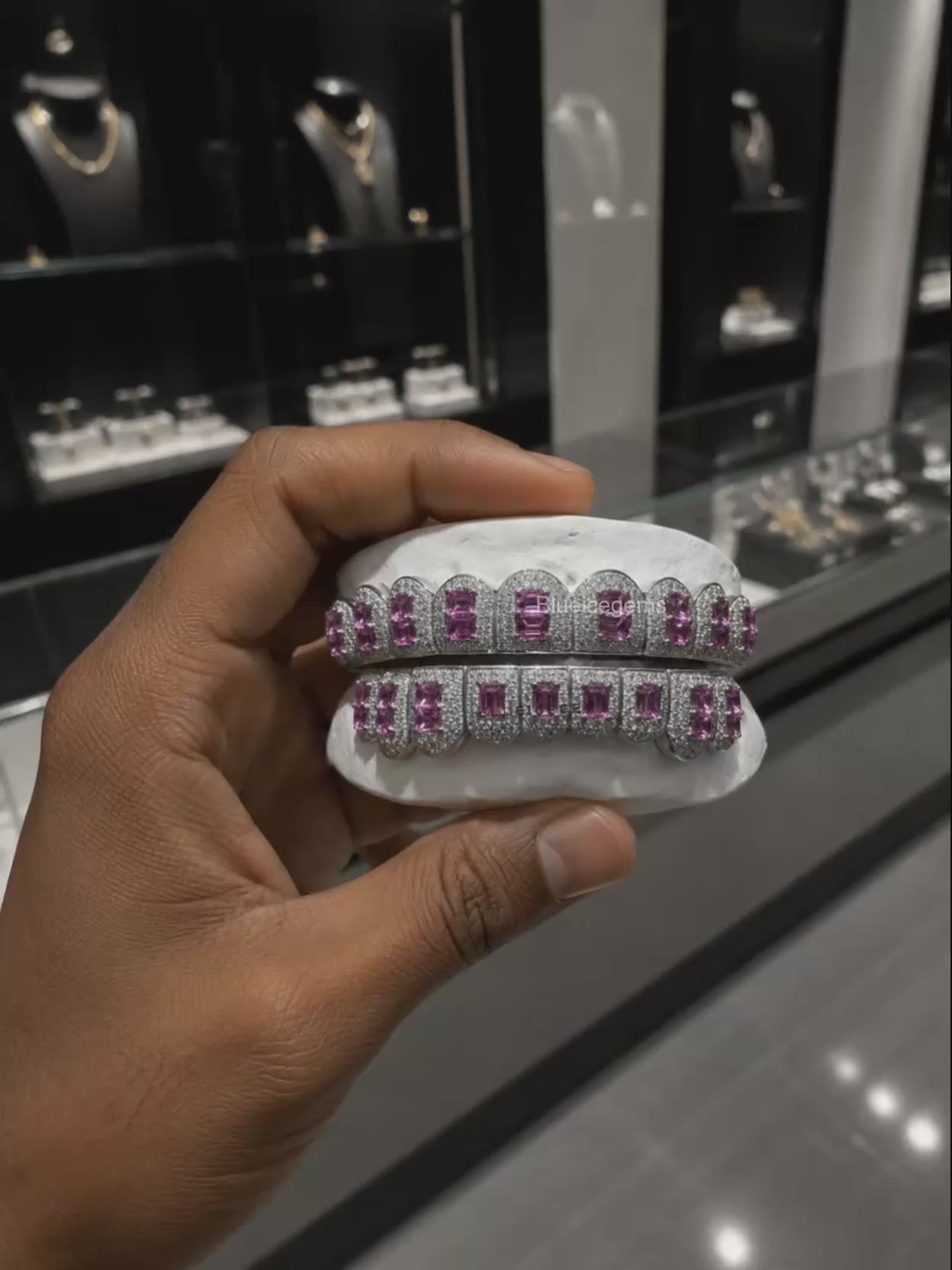 Electric Rose Pink Sapphire & Pave Flood Grillz