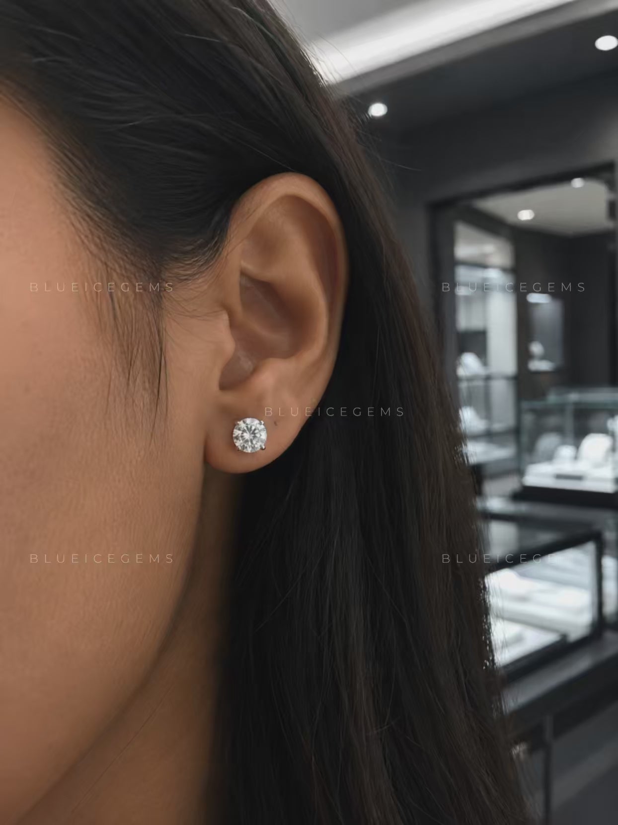 The Trinity Radiance: Three-Prong Round Diamond Stud Earrings