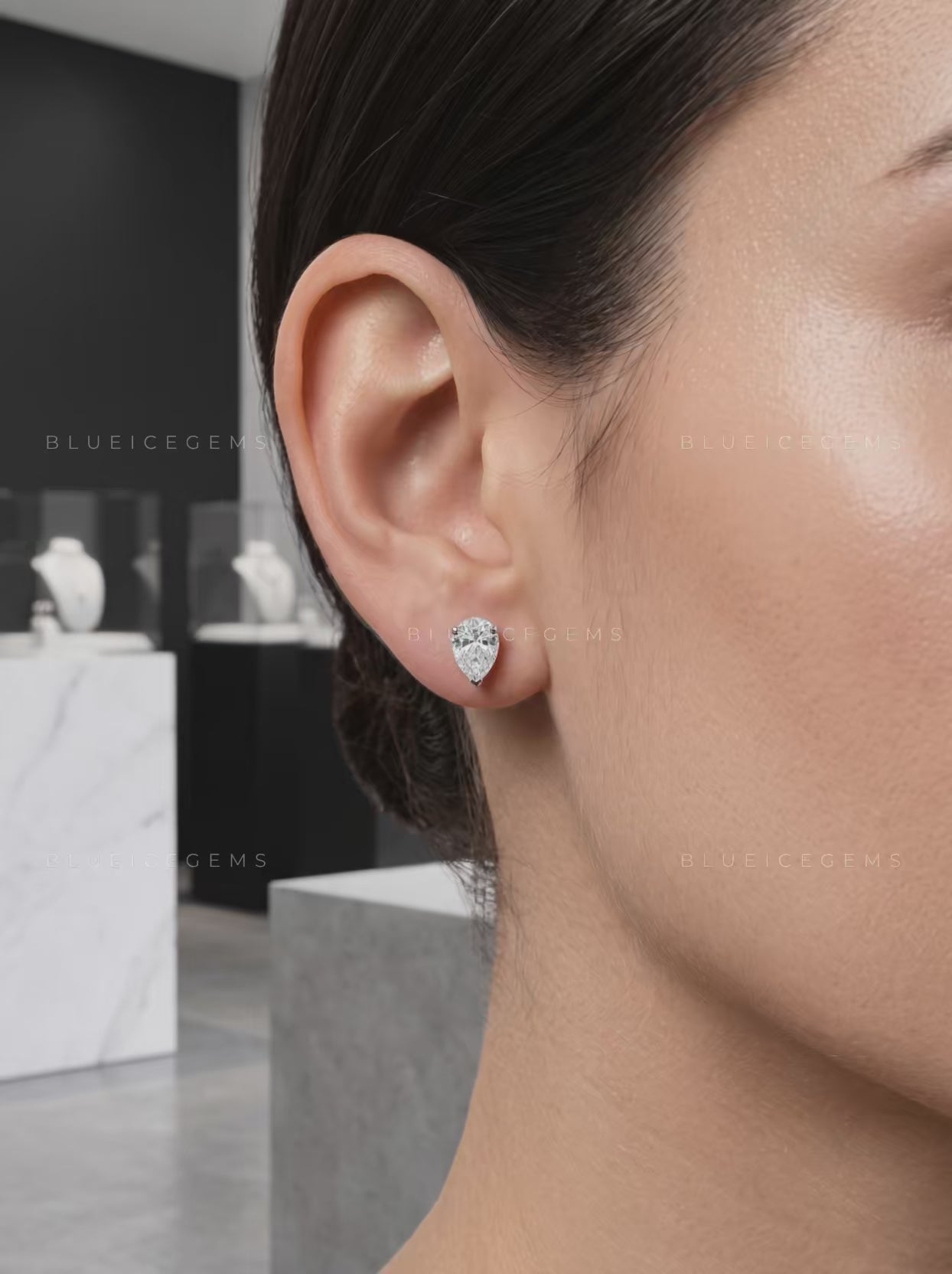 The Teardrop Zenith: Pear Diamond Stud Earrings