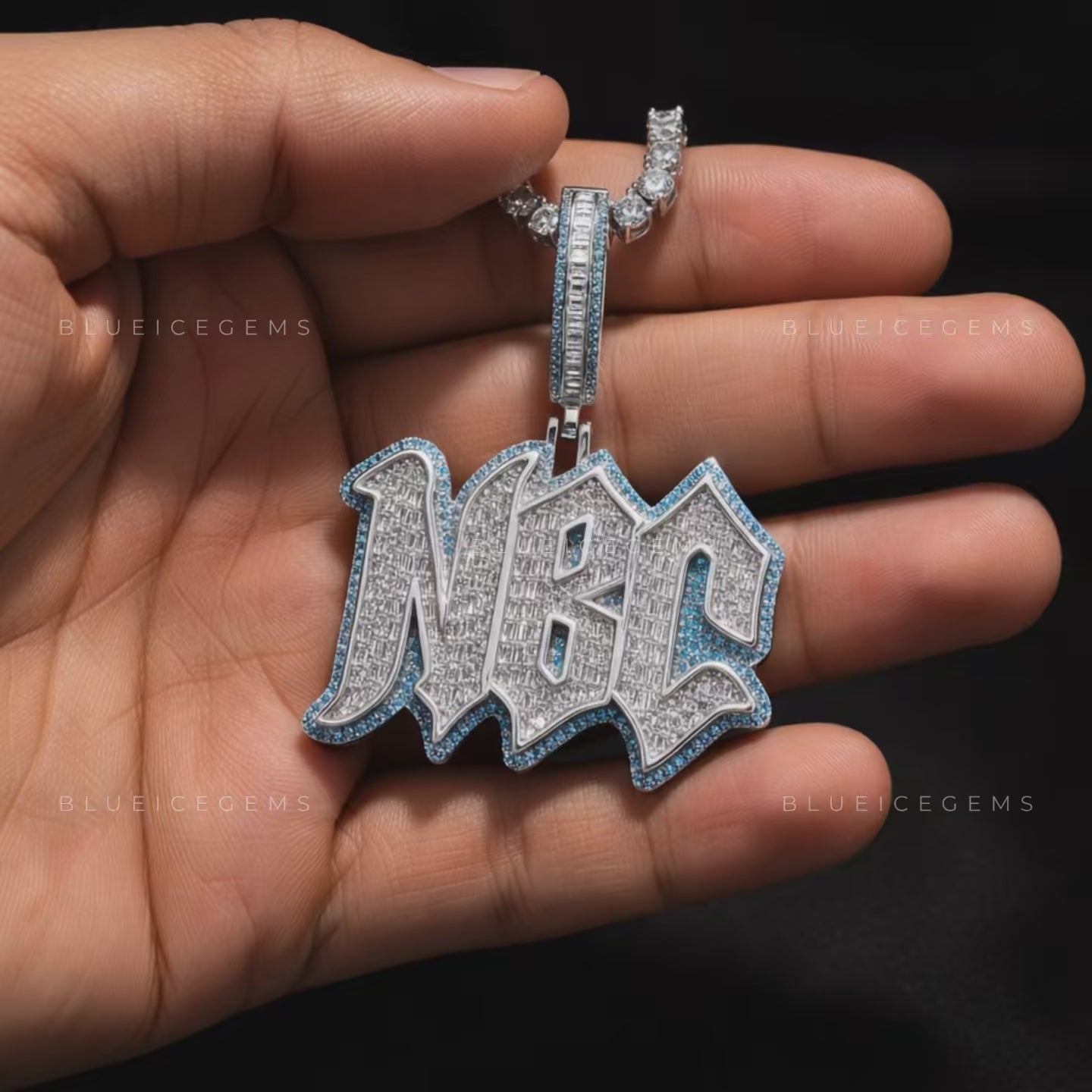 The "NBC" Azure Frost: Electric Blue Halo & Multi-Stone Fusion Pendant