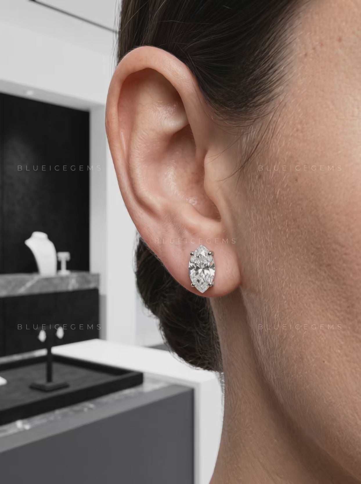 The Stellar Blade: Marquise Diamond Stud Earrings