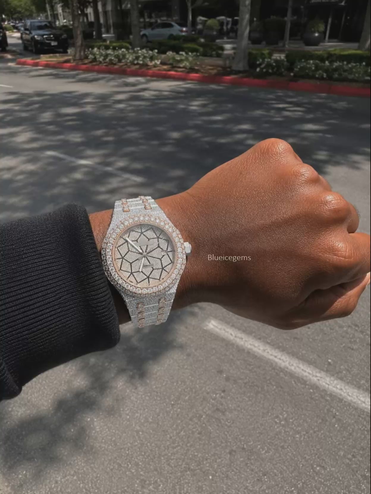 Custom Iced-Out Geometric Dial Watch – The Royal Eclipse