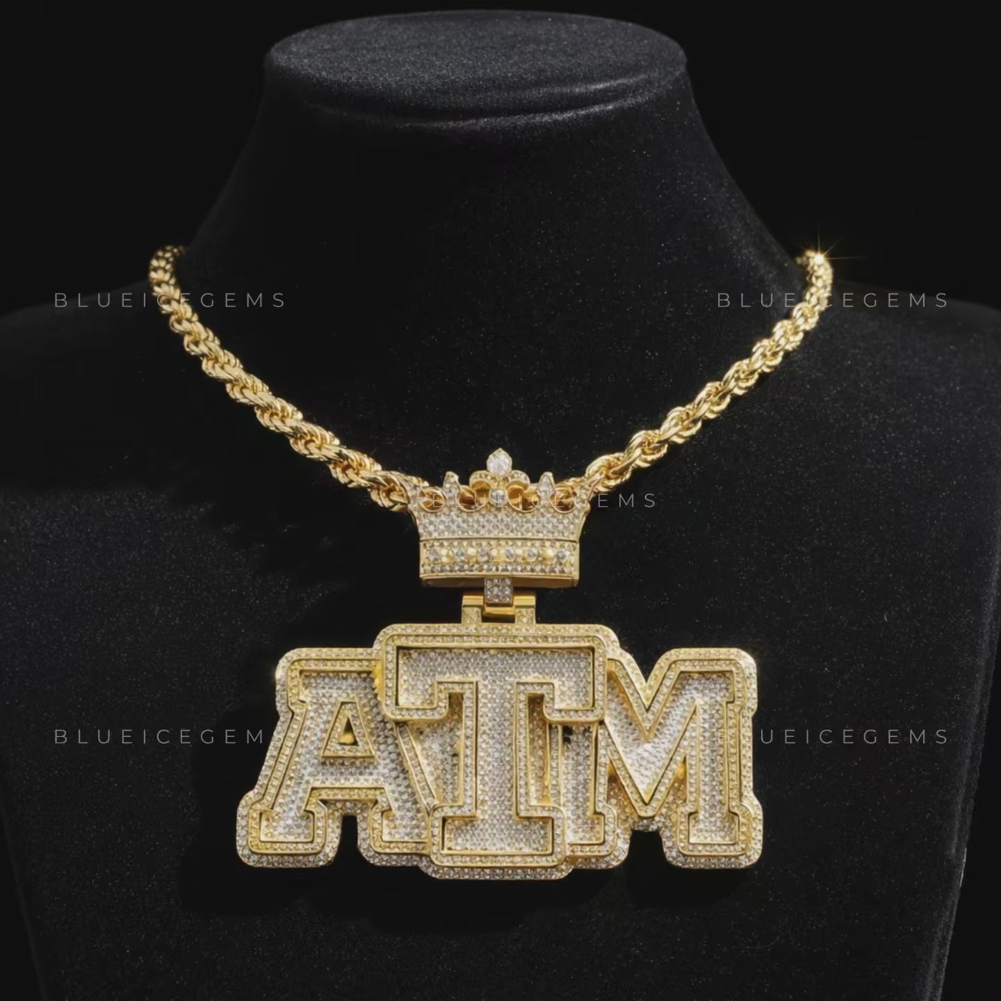 The "ATM" Sovereign: Crown-Topped Industrial Collegiate & Heavy-Gauge Gold Pendant