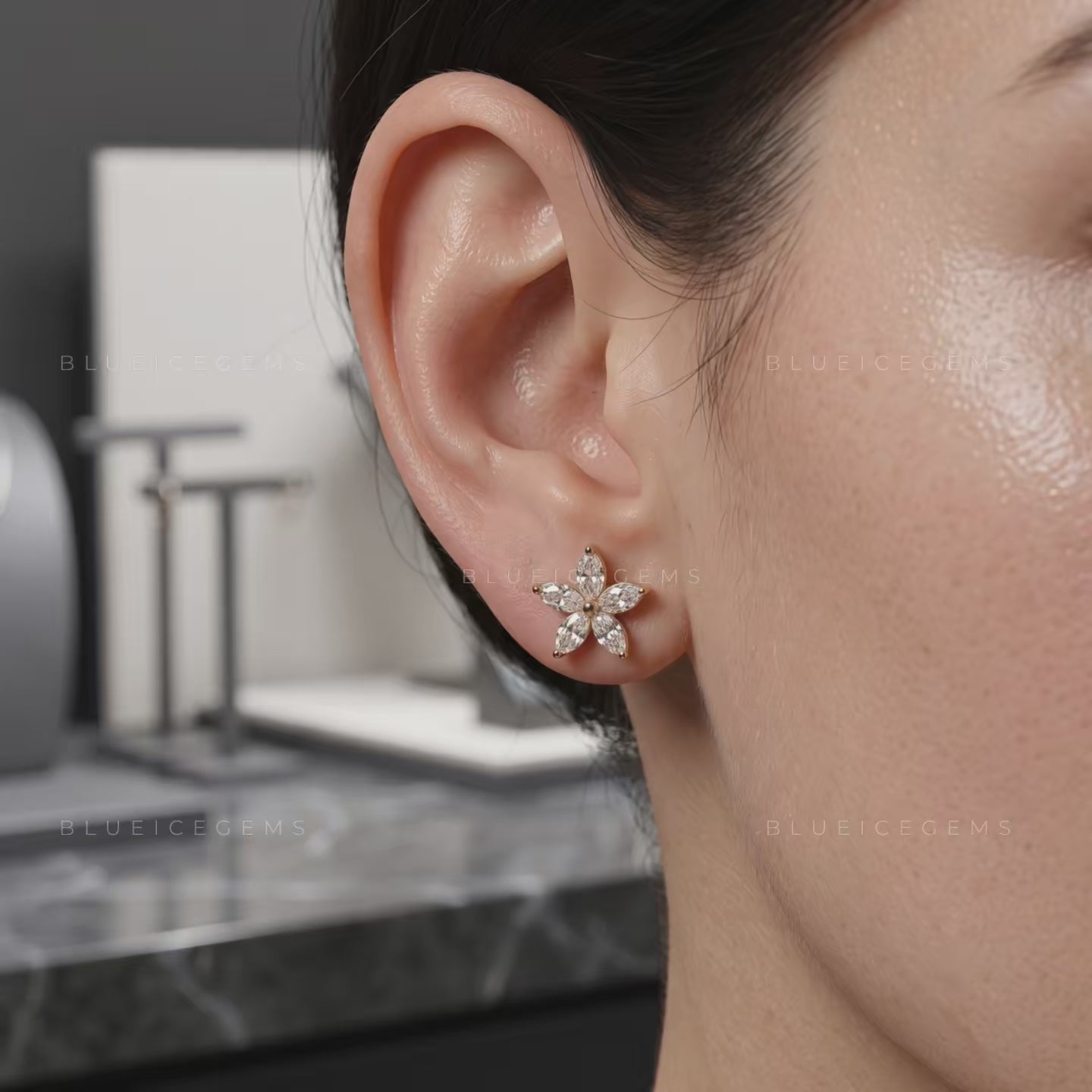 Florelle Marquise Bloom Lab-Grown Diamond Stud Earrings