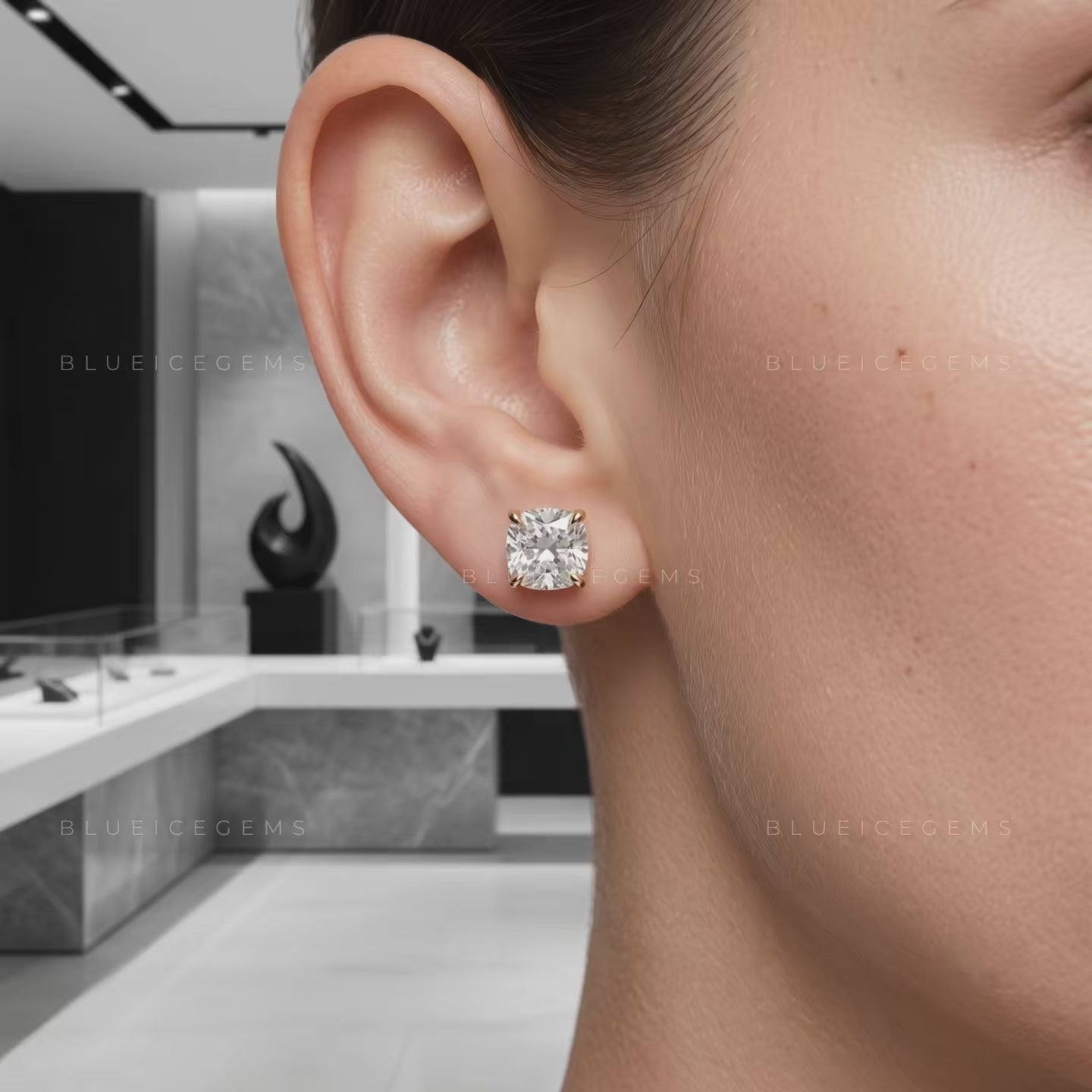 Sovereign Cushion-Cut Lab-Grown Diamond Stud Earrings