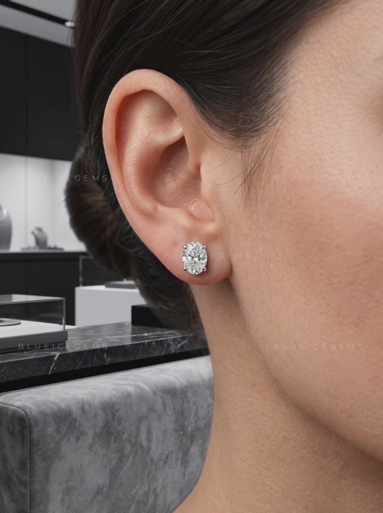 The Ethereal Ellipse: Oval Diamond Stud Earrings