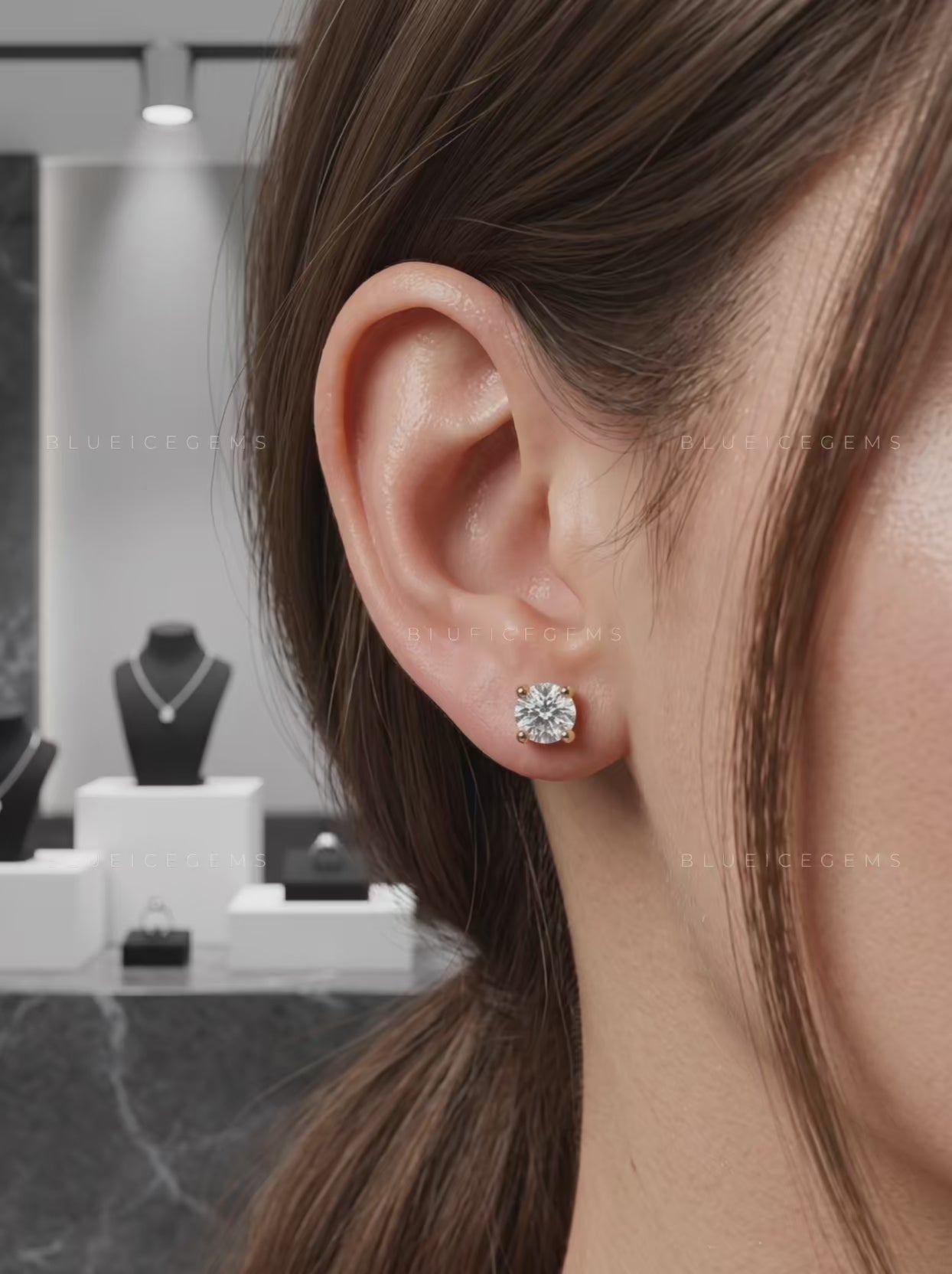 The Golden Orbit: Classic Round Diamond Stud Earrings