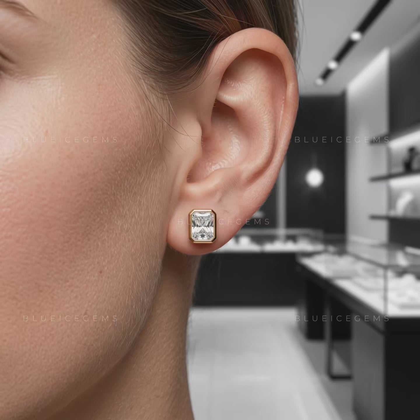 Aurelis Radiant-Cut Lab-Grown Diamond Stud Earrings