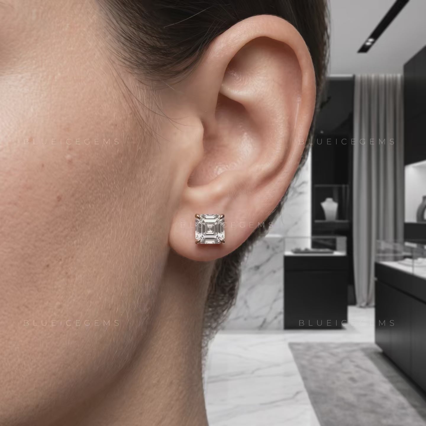 Artisan Asscher Step-Cut Lab-Grown Diamond Stud Earrings