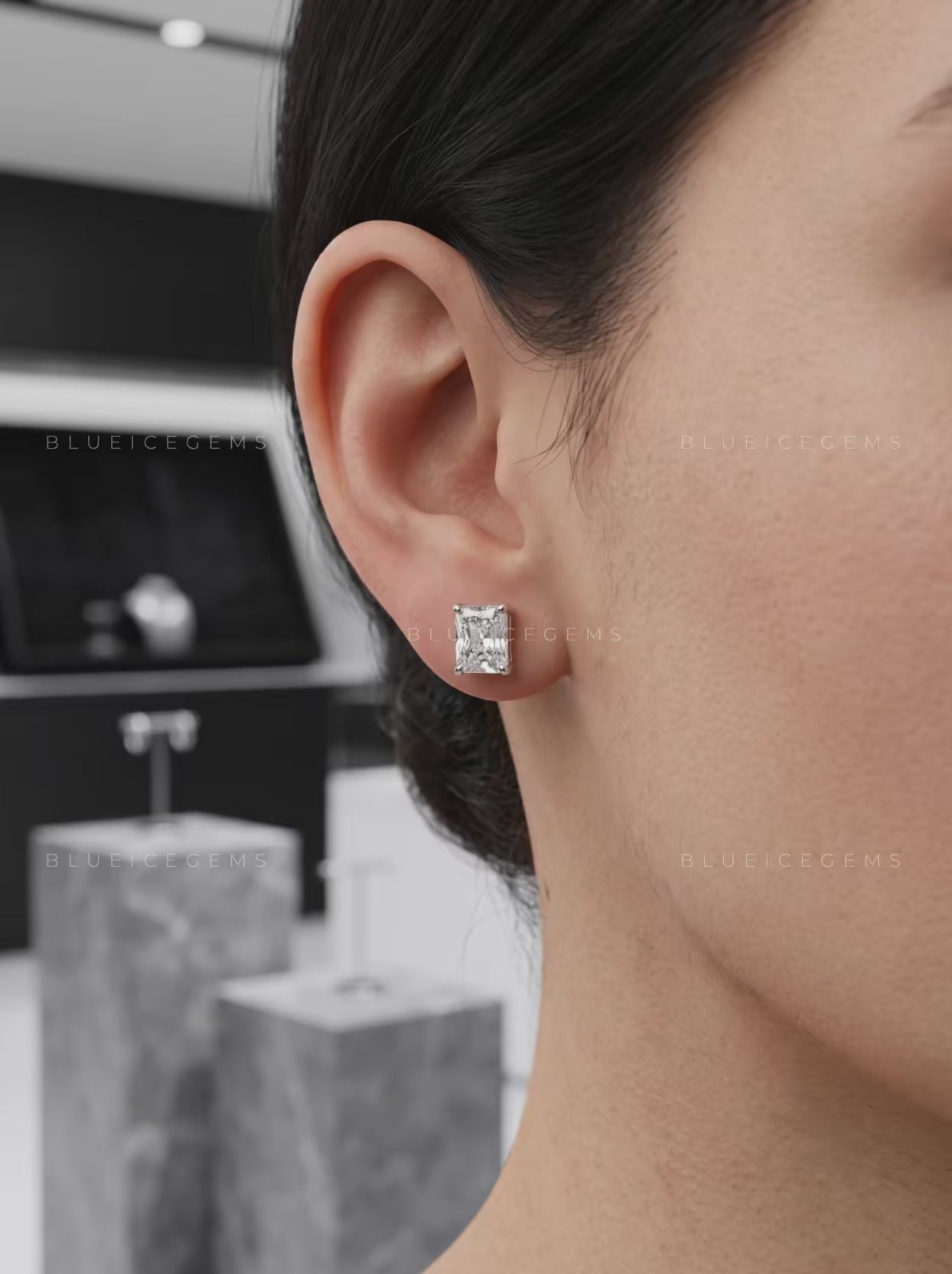 The Luminous Vault: Radiant Diamond Stud Earrings