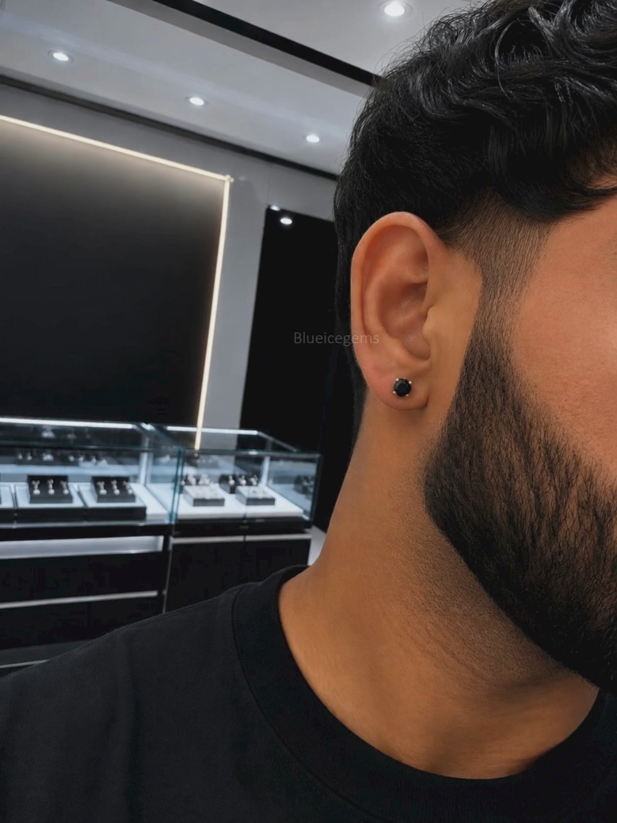 The Midnight Eclipse: Round Black Diamond Stud Earrings