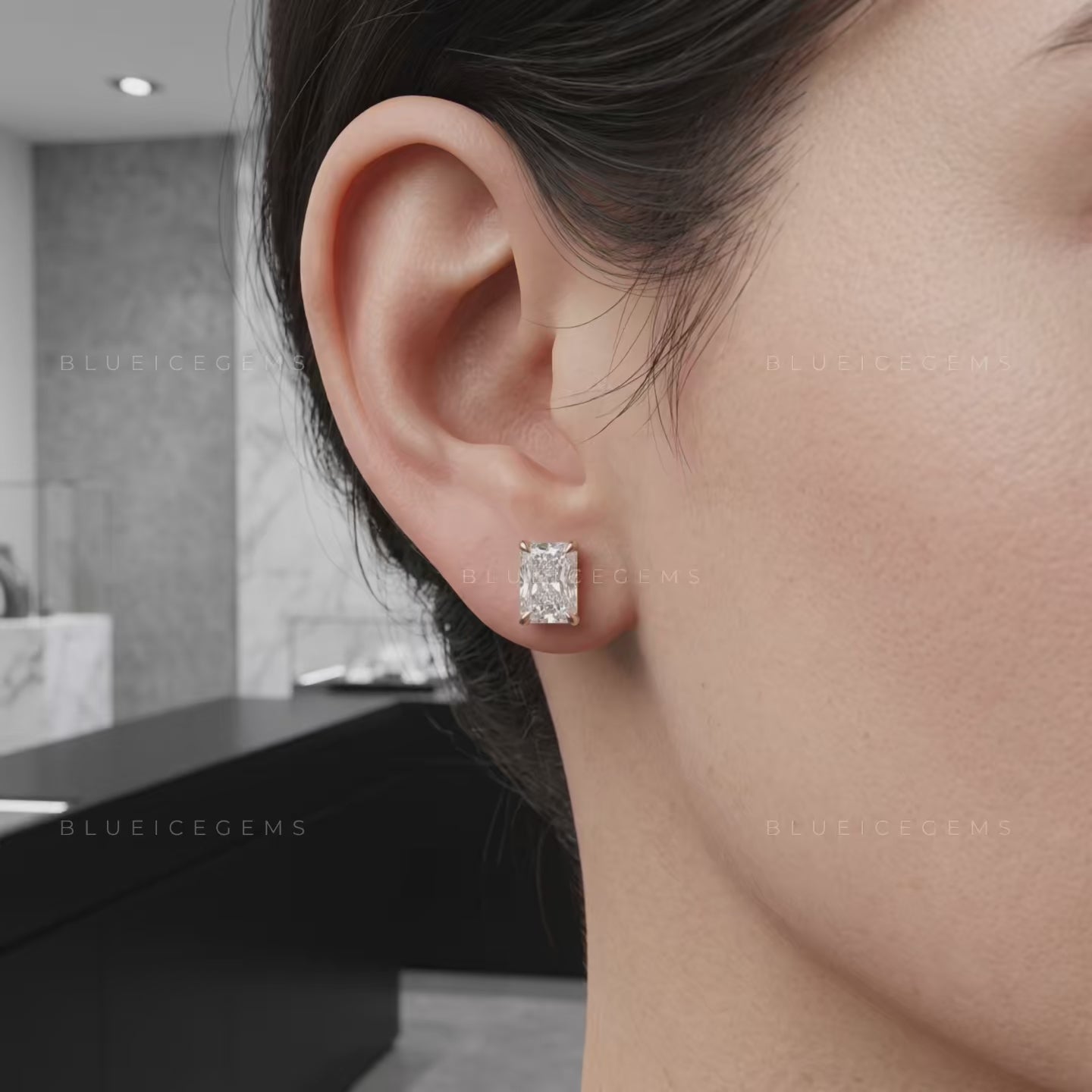 Prism Radiance Radiant-Cut Lab-Grown Diamond Stud Earrings