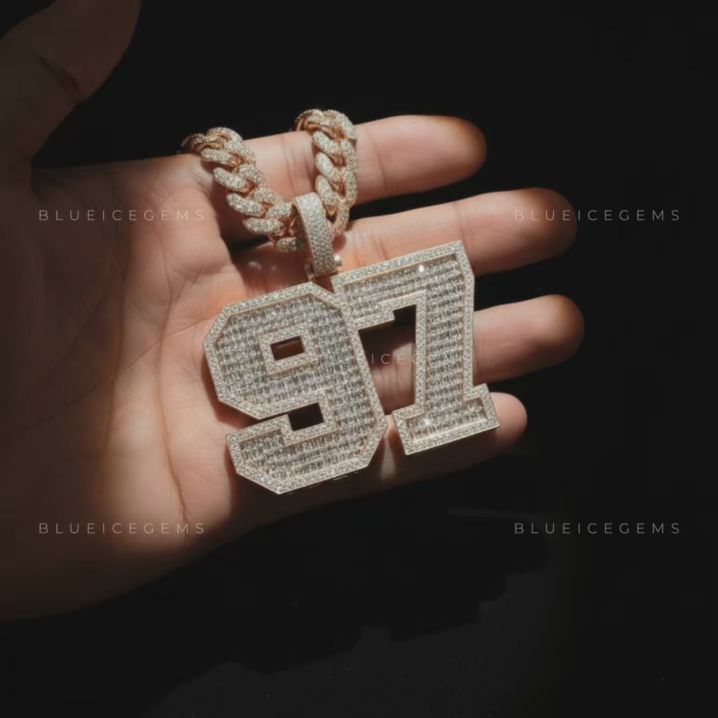 The "97" Legacy: Baguette-Fusion Collegiate Block & Rose Gold Cuban Set