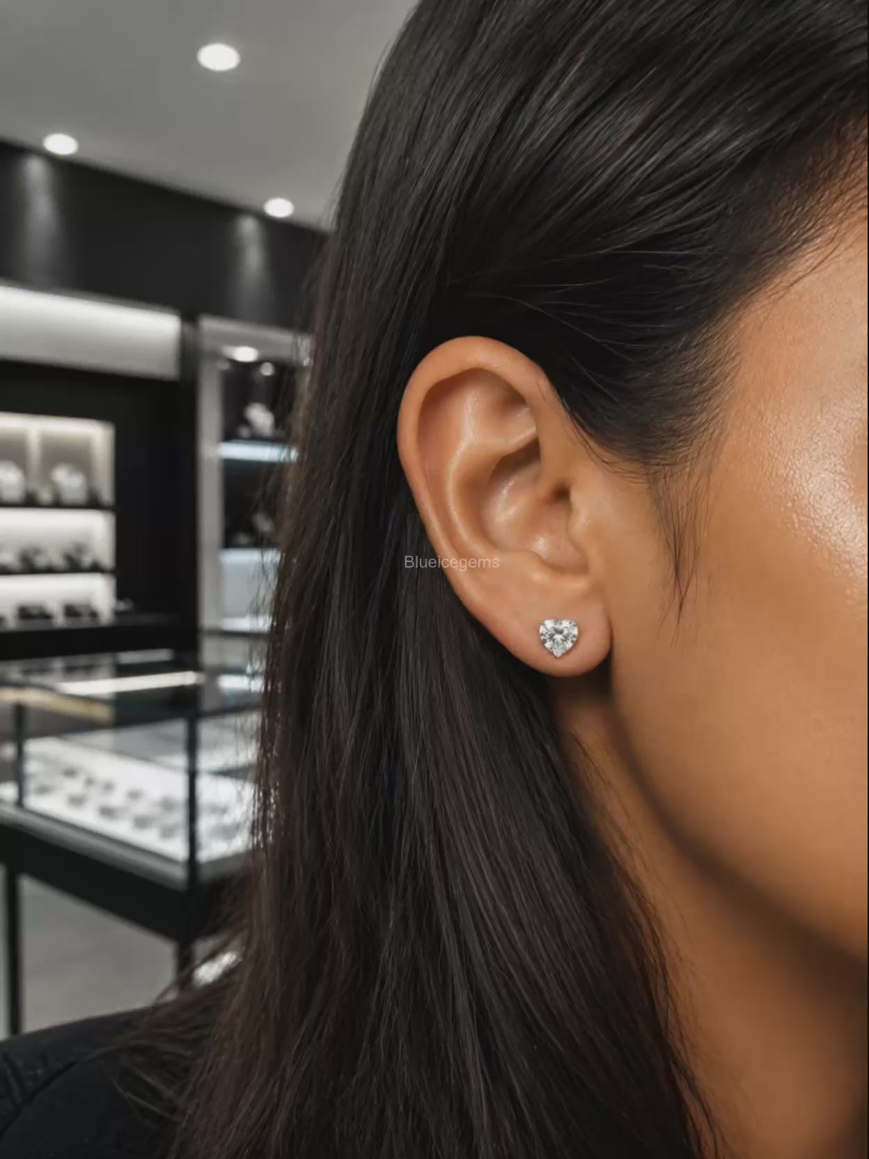 The Amour Radiance: Heart Diamond Stud Earrings
