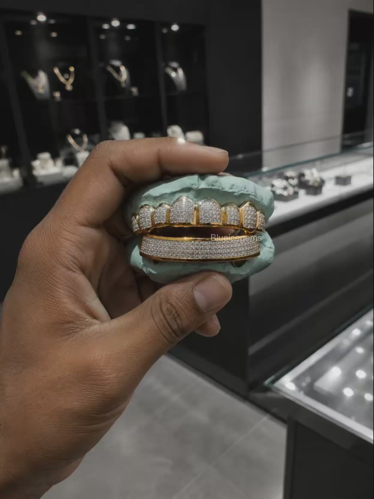 Solstice Gold Diamond Shield & Bridge Full-Set Grillz