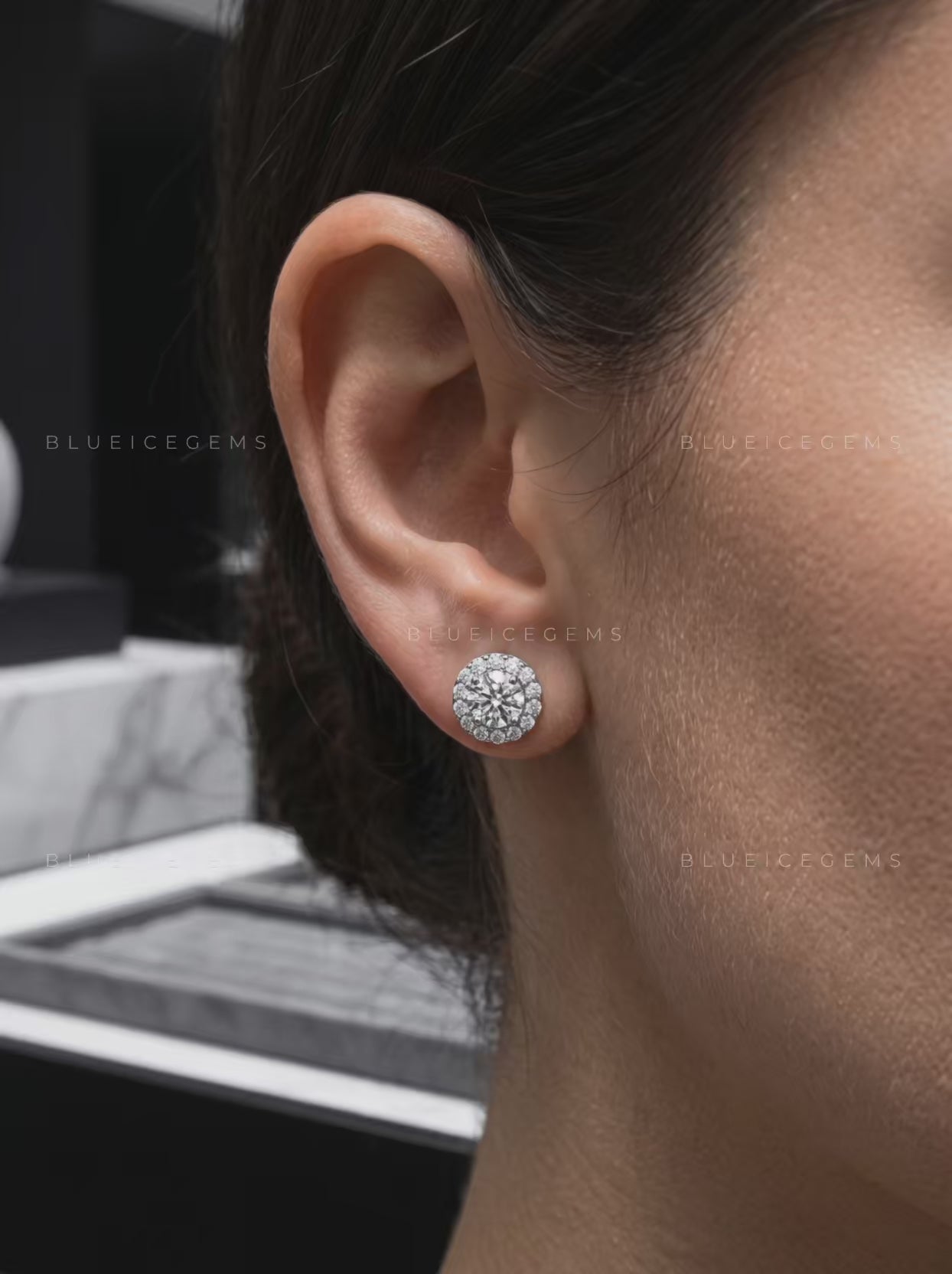 The Ethereal Crown: Grand Halo Diamond Stud Earrings