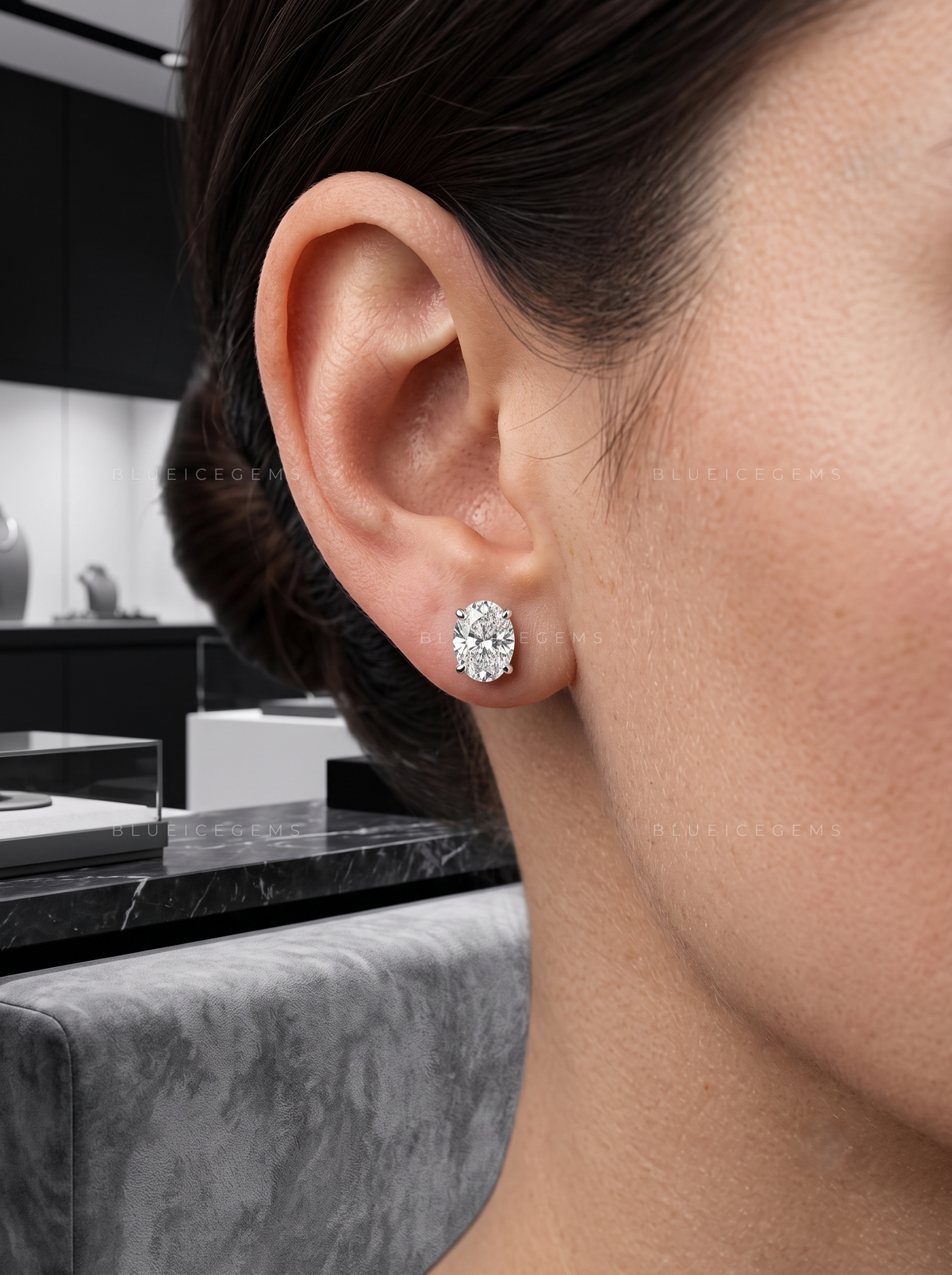 The Ethereal Ellipse: Oval Diamond Stud Earrings