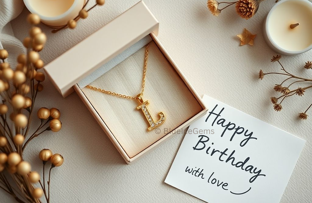 BlueIceGems Classic Gold Alphabet Pendant with Pave Diamonds