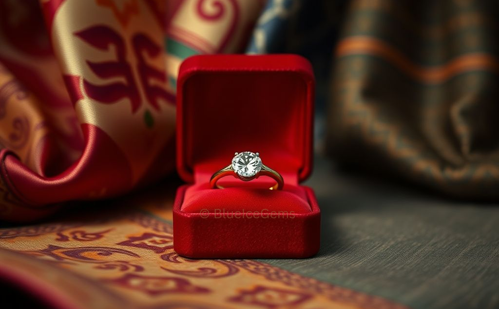 BlueIceGems Solitaire Diamond Ring - Asian Symbol of Status and Auspiciousness