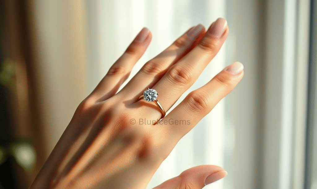 BlueIceGems Floating Tension Solitaire Diamond Ring - Unique and Bold