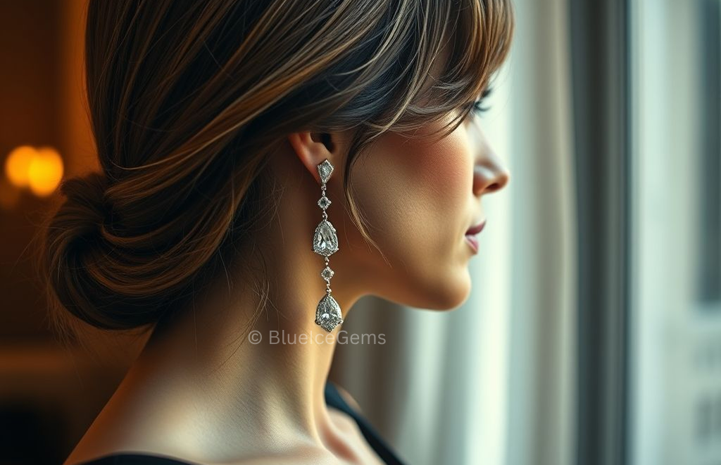BlueIceGems Classic Diamond Drop Earrings for Timeless Elegance